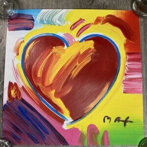 PETER MAX HEART Unique Original Painting Hand signed Pod Art
